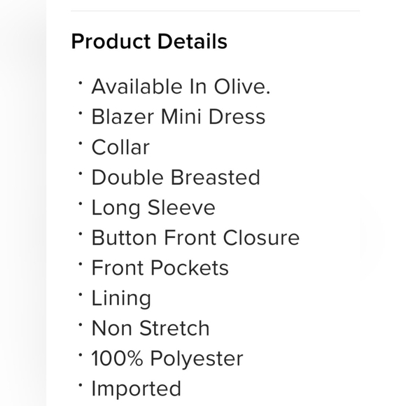 PIPER BLAZER MINI DRESS, OLIVE GREEN,  LARGE - Picture 4 of 6